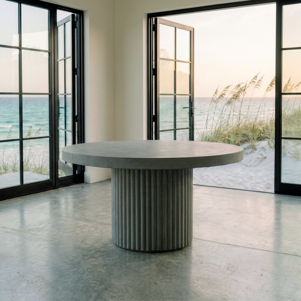 Tambour dining table grey